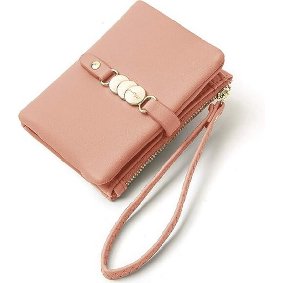 Handbags - Womens Wallets Small Rfid Bifold Wristlet, Ladies Wallets for Card Coin, Pink